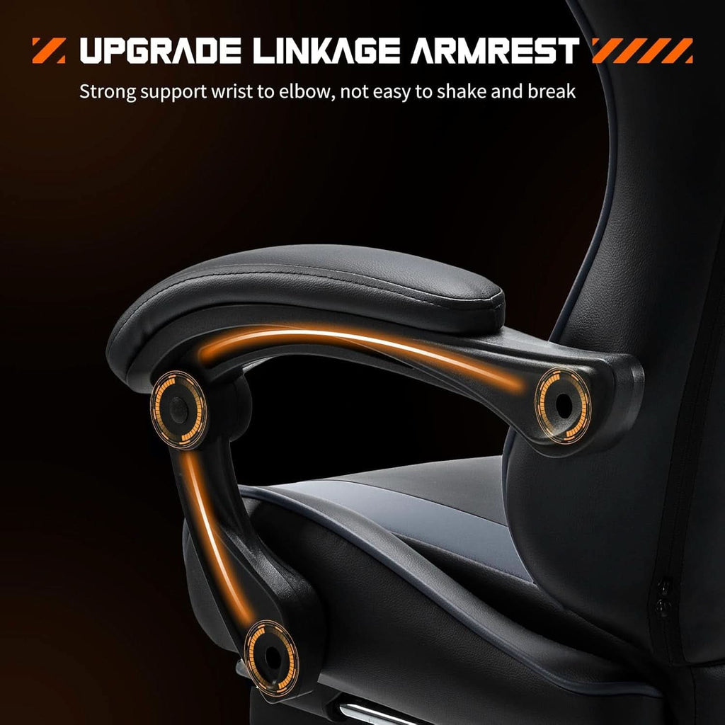 Ergonomic Gaming Chair With Footrest And Lumbar Grey