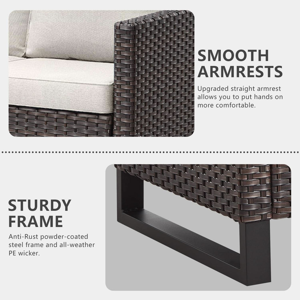 10 Piece Outdoor Sectional Sofa Set with Swivel Chairs