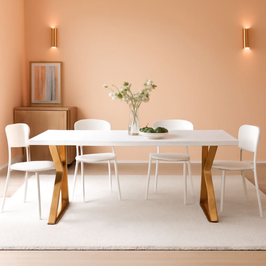 White Gold Sector 87 Inch Modern Dining Table Home