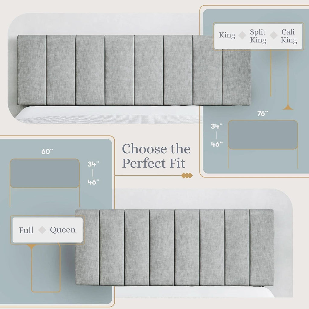 Elegant Vertical Channel Tufted Upholstered Headboard King