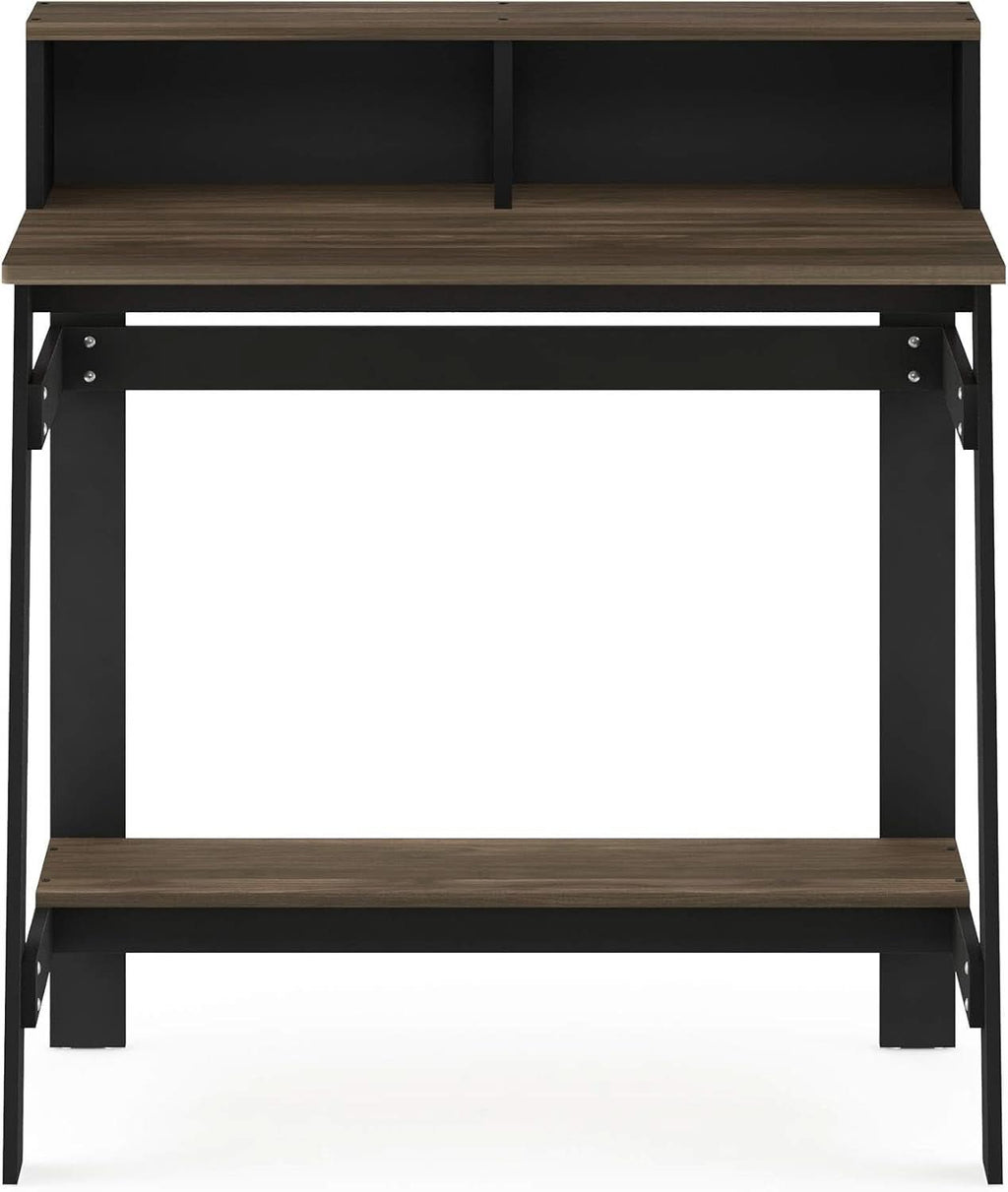 A Frame Computer Desk with Hutch Storage in Columbia Walnut