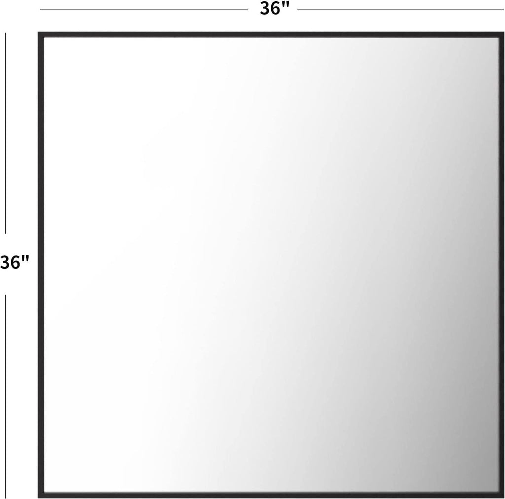 36 Inch Black Rectangle Bathroom Mirror With Tempered Glass