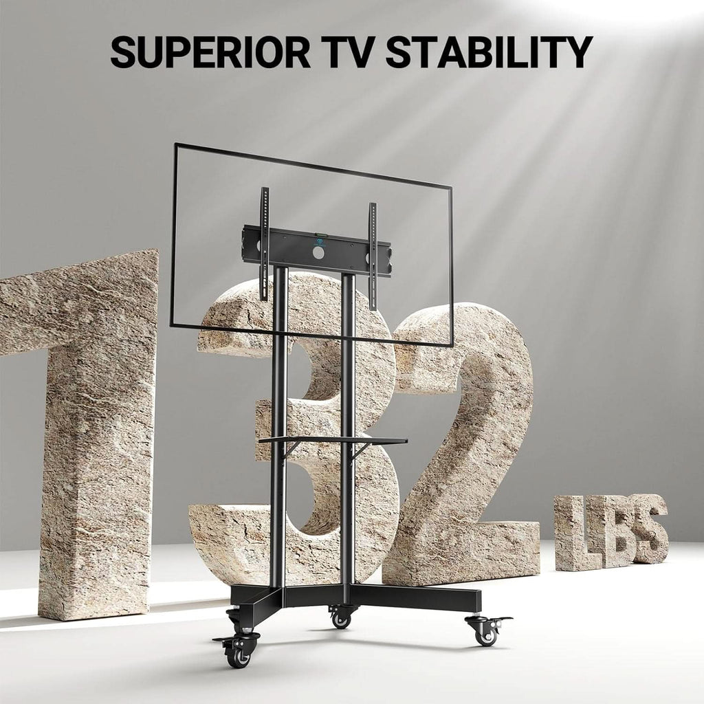 Rolling TV Stand For 32 To 85 Inch TVs Height Adjustable