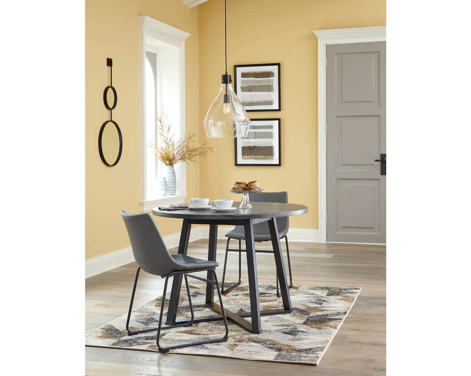 Centiar Mid Century Round Dining Table Gray Metal Legs