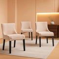 Beige Upholstered Corduroy Dining Chairs Bundle Four