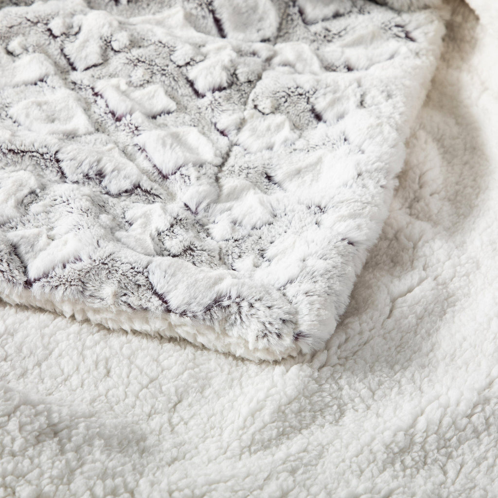 DaDa Bedding Luxury Dreamy Milky White & Purple Sherpa Backside Faux Fur Throw Blanket (M3395)