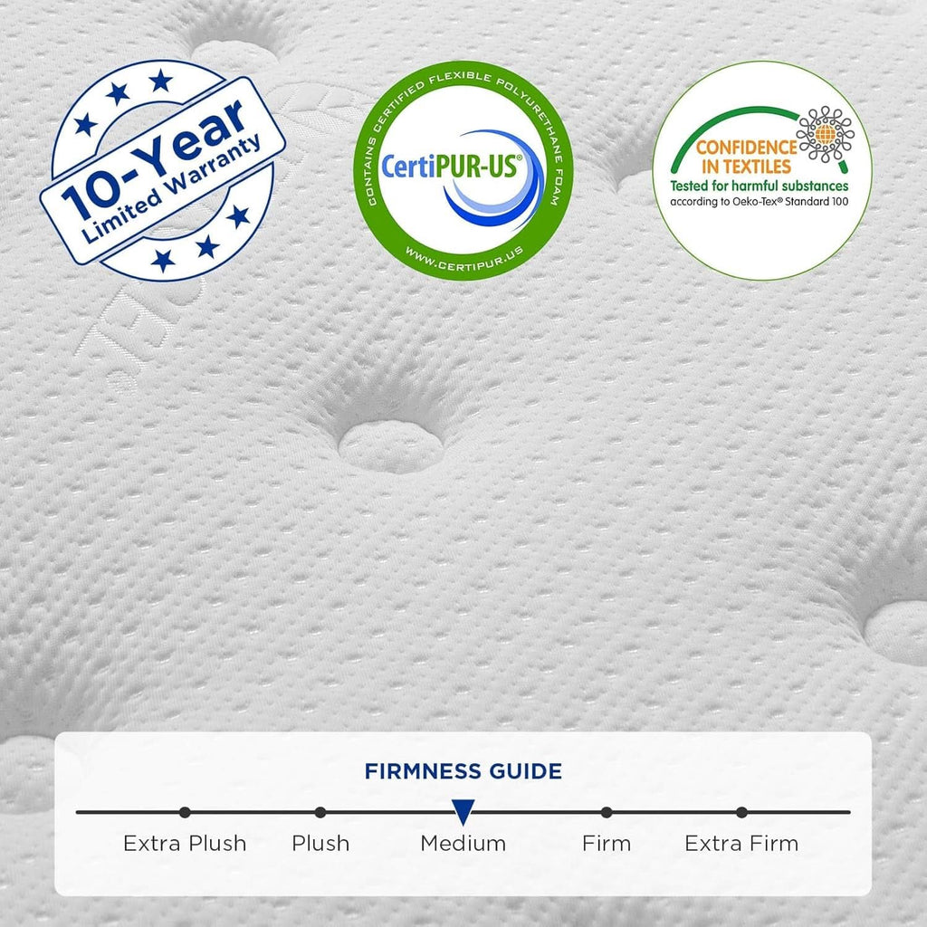 Queen TenInch Hybrid Mattress Gel MemoryFoam CertipurUS