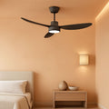 52 Inch Black Ceiling Fan With Remote And Light DC Motor