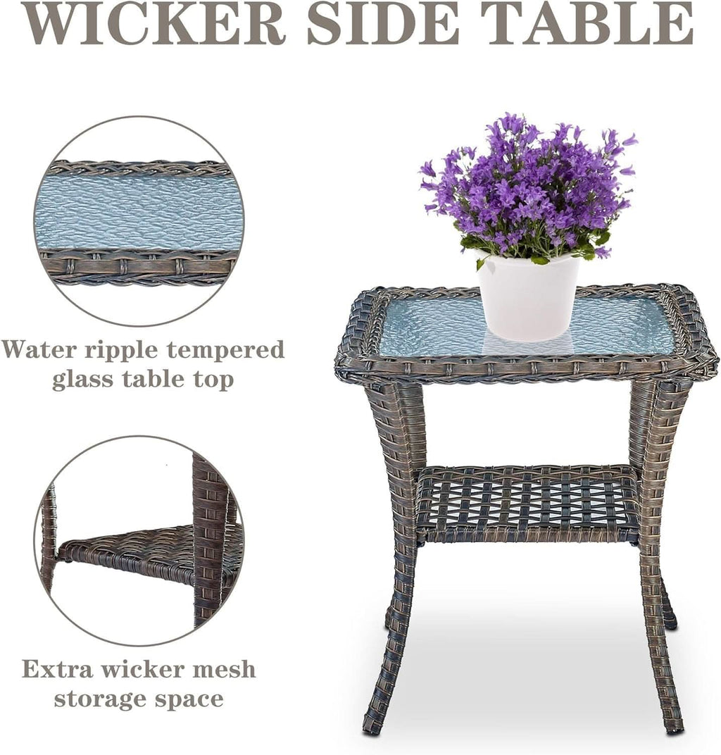 7 Piece Patio Set With Fire Pit Table And Swivel Rocker Chairs
