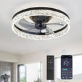 20 Inch Black Ceiling Fan With Lights And Remote, Dimmable, Flush Mount, Stepless Color Temperature, 6 Speeds