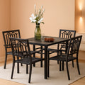 5 Piece Metal Patio Dining Set 37 In Table And 4 Chairs