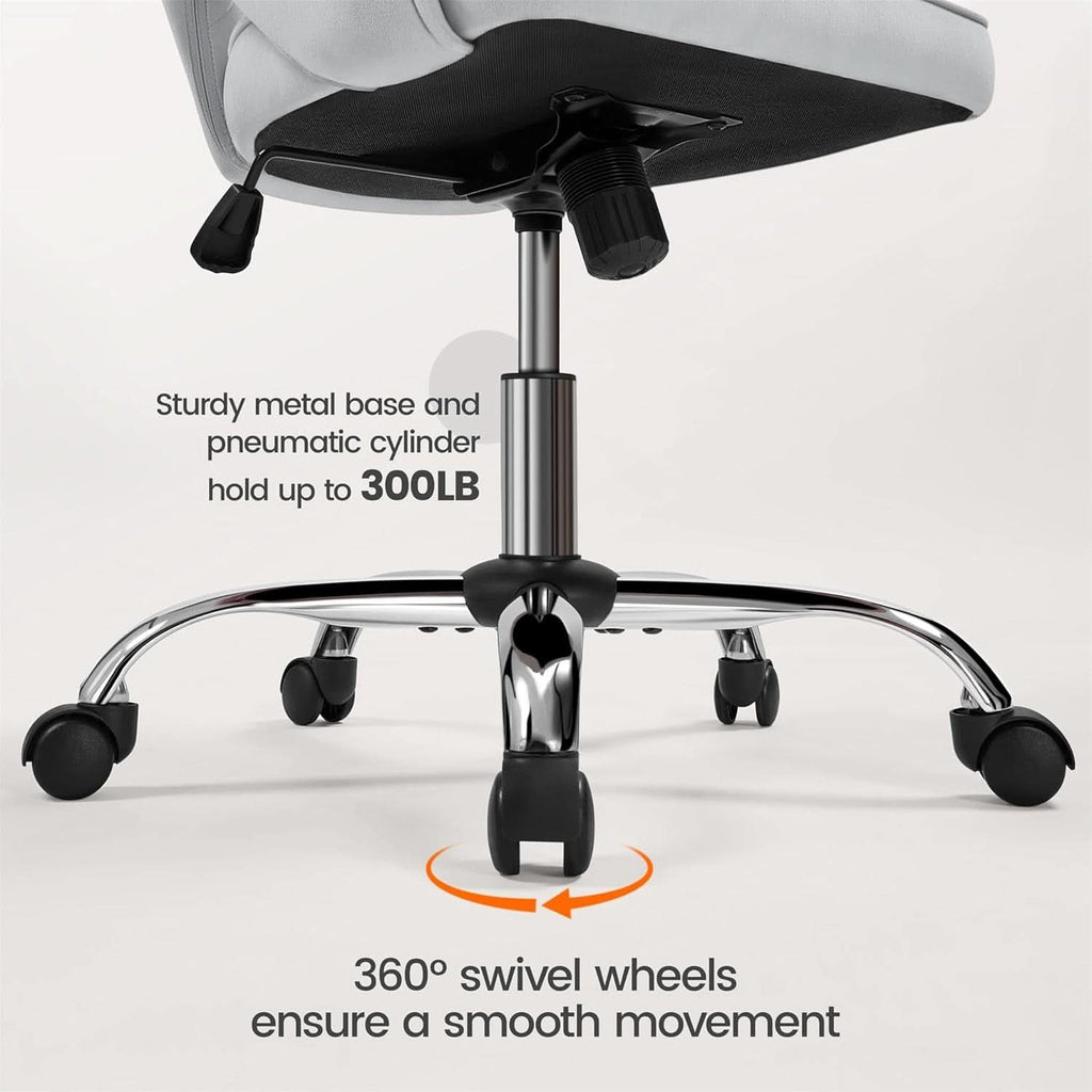 Home Office Chair With Tufted Barrel Back Light Gray