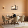 Black Metal Chandelier For Dining Room 6 Light Modern