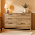 Mid Century Modern 6 Drawer Dresser Light Brown Beige