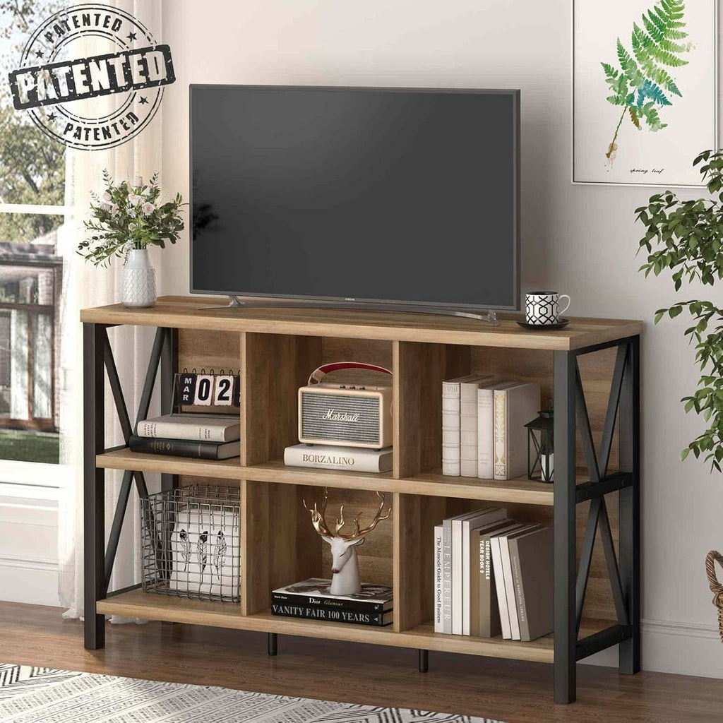 6 Cube Storage Organizer With Shelf Rustic Oak Bookcase