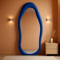 Blue Irregular Wavy Full Length Floor Mirror 63x24 Inch