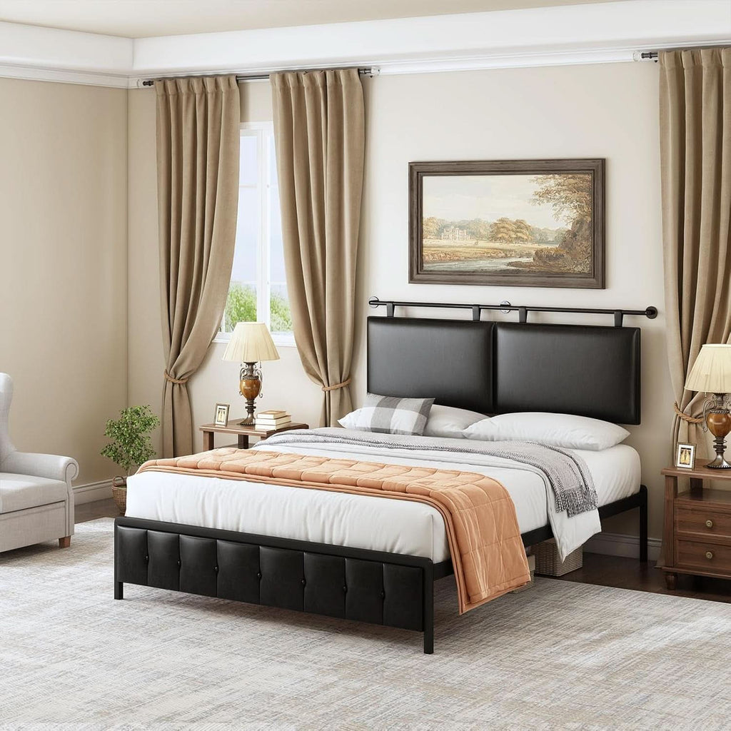 Queen Size Wall Mounted Headboard Industrial Pipe Design
