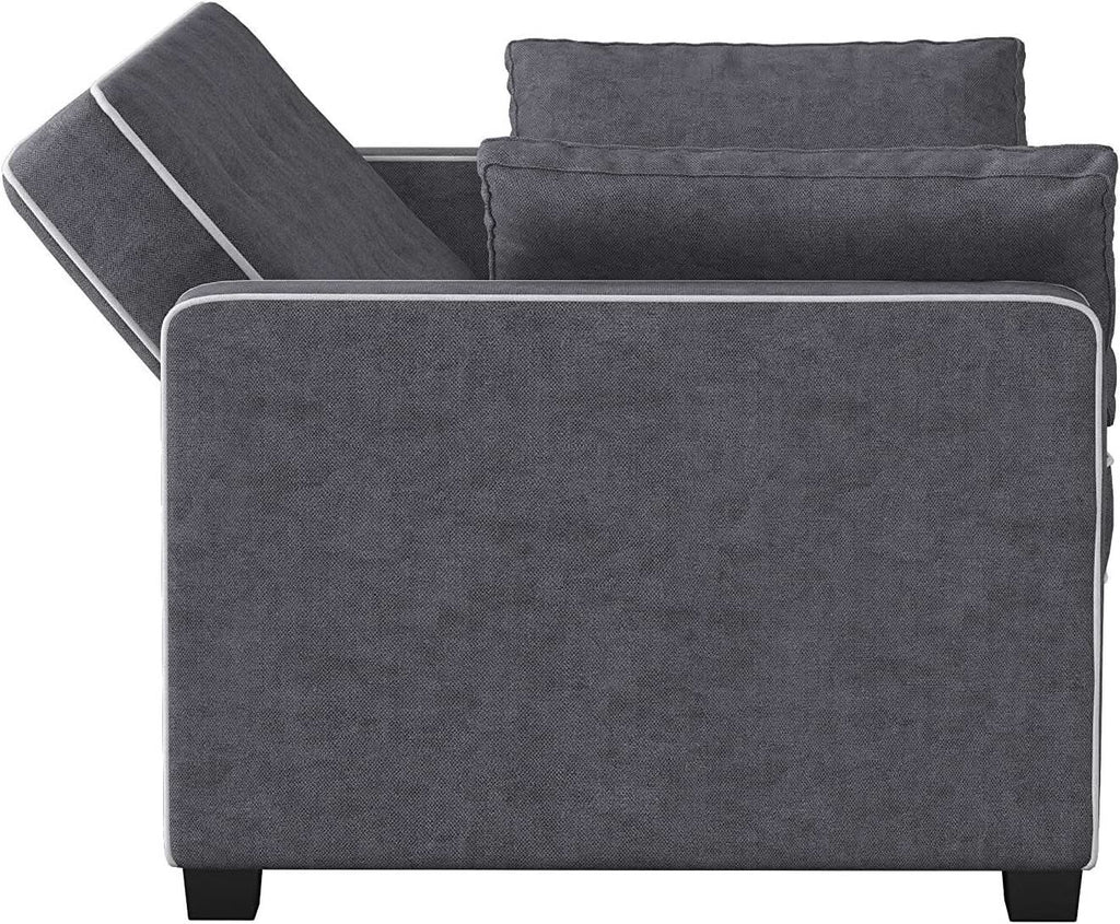 Ainsley Loveseat With Pull Out Sleeper Microfiber Charcoal