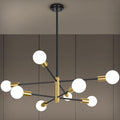 Eight Light Modern Sputnik Chandelier Black And Gold