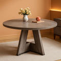 Round 47 Inch Dining Table For 4 To 6 With Grey Pedestal