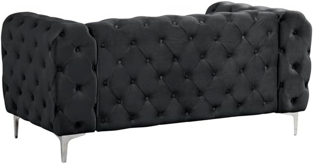 3 Piece Velvet Living Room Set Black Loveseat And Chairs