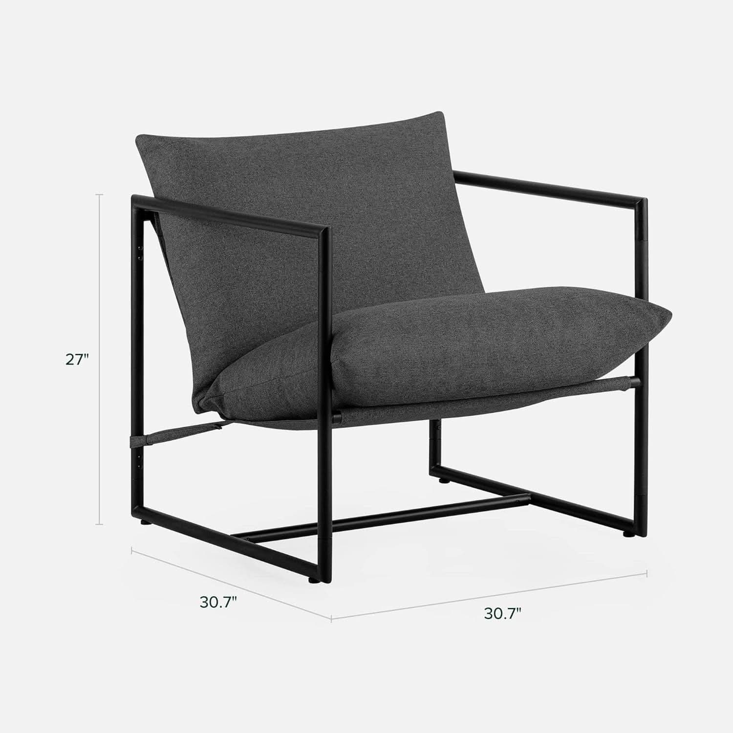 Aidan Sling Chair Dark Grey Metal Frame Shredded Foam