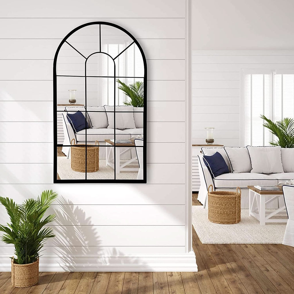 Wall Mirror Black Arched Farmhouse 41.3 x 24 x 1 Inches