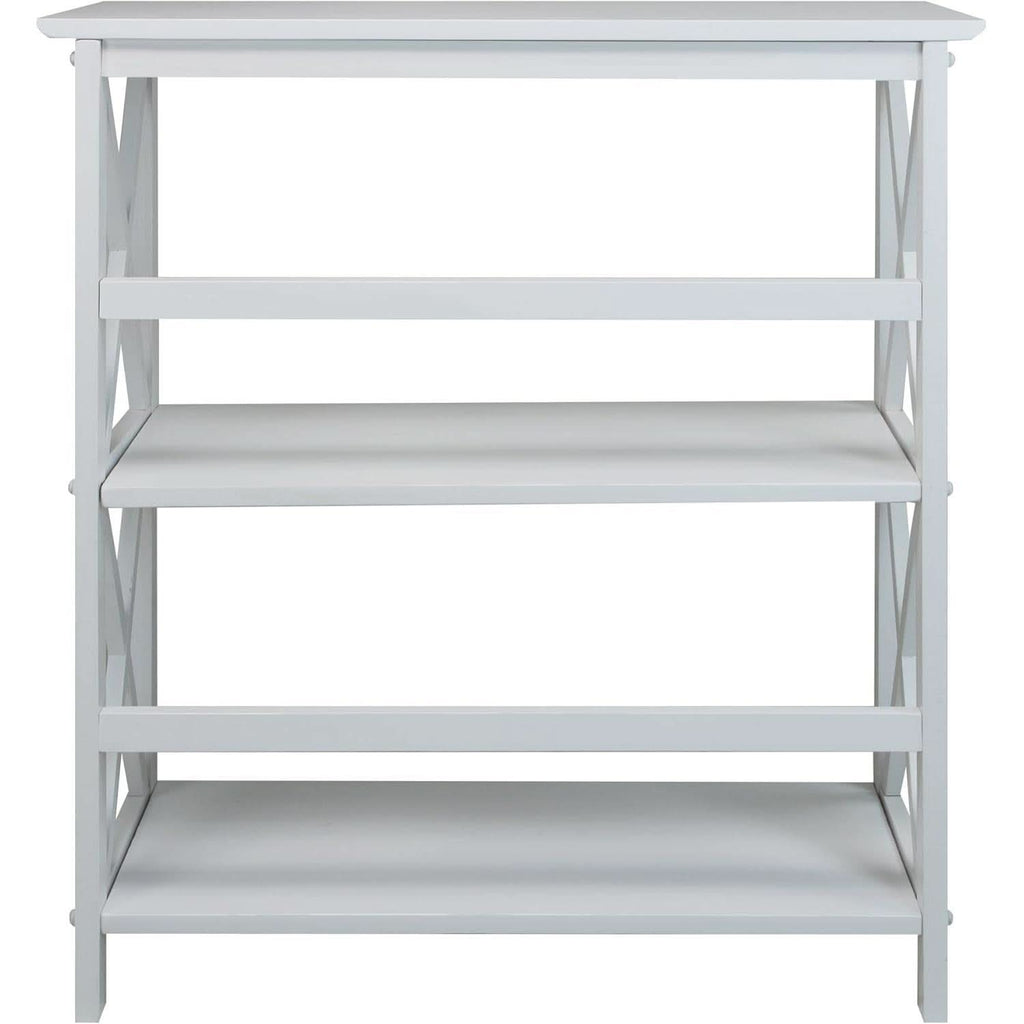 Montego 3 Shelf Bookcase White Modern X Design Storage