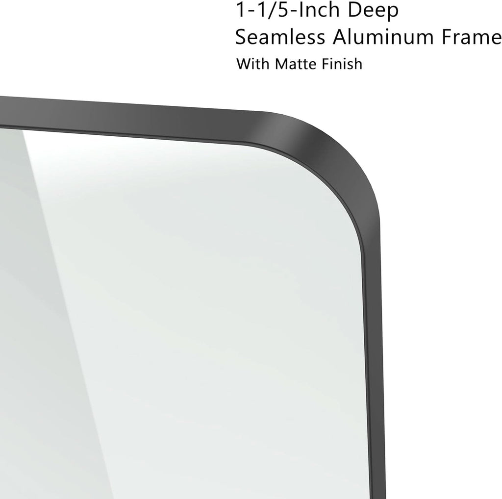 Black 18x26 Inch Bathroom Mirror Over Vanity Wall Mount