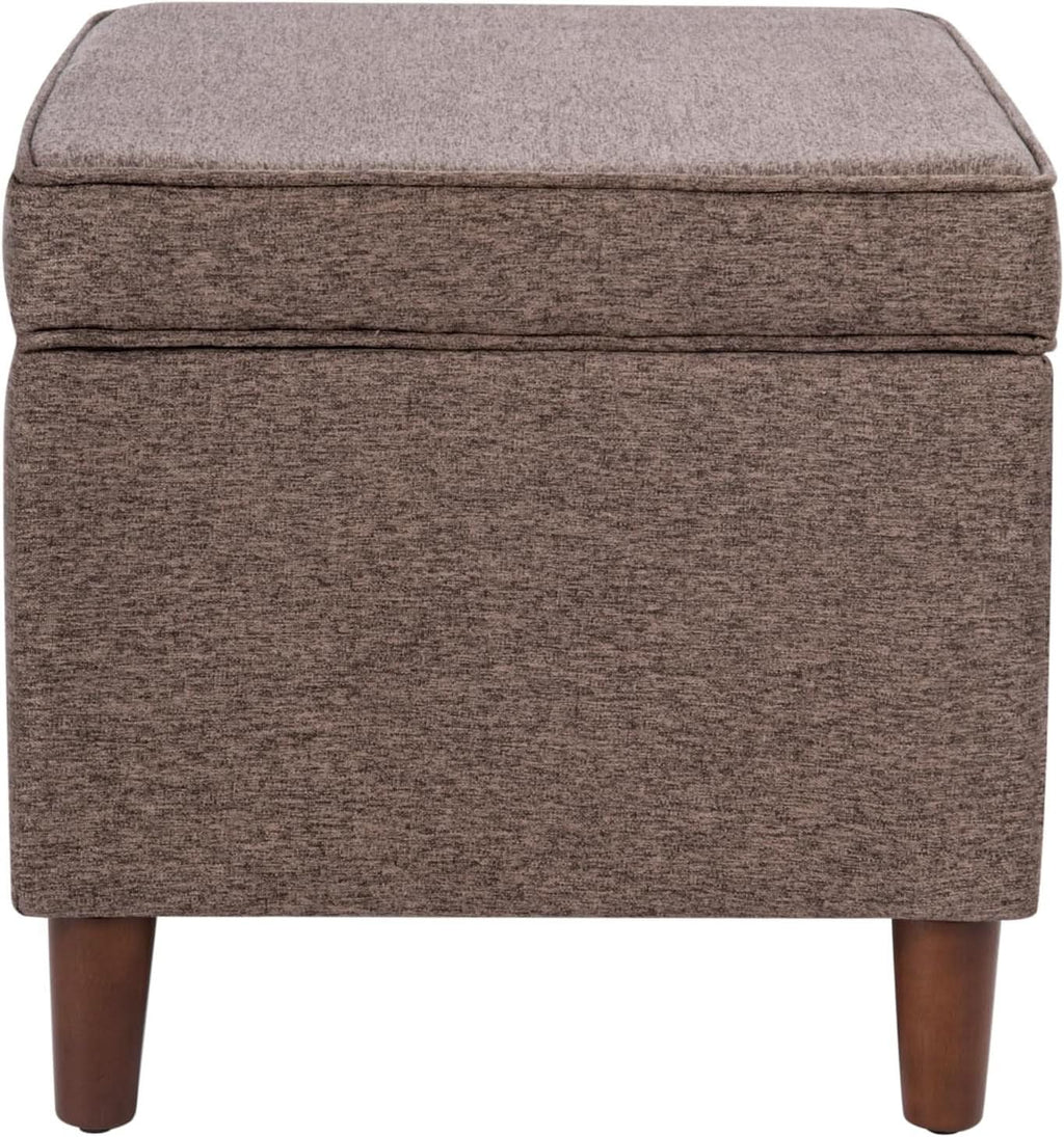 Chocolate Brownstone Storage Ottoman With Hinged Lid