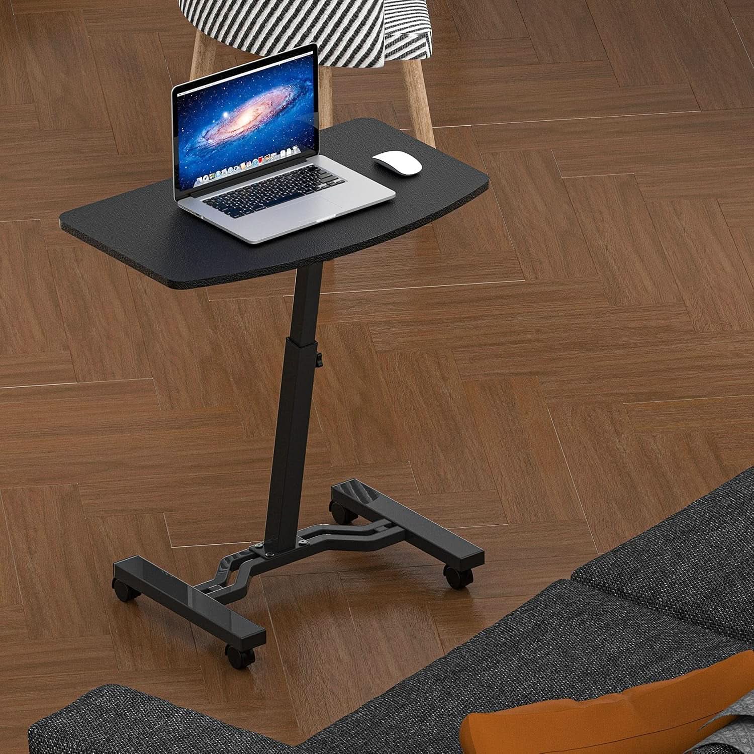 Height Adjustable Mobile Laptop Cart 28 To 33 Inches Black