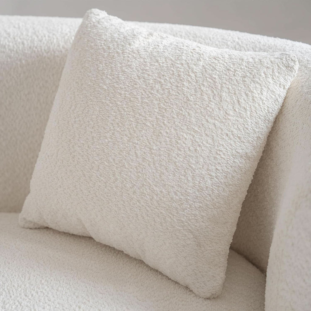 White Boucle Curved Sectional Sofa Modular Living Room