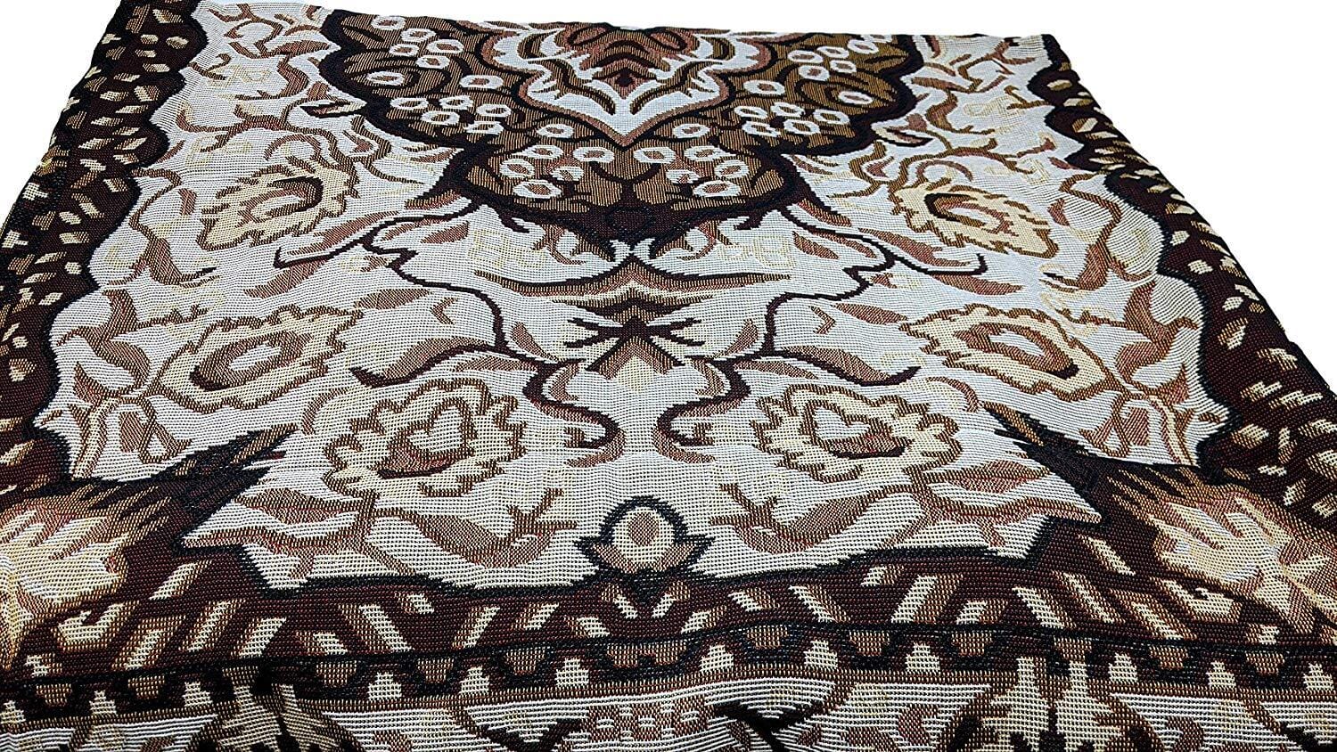 DaDa Bedding Elegant Tapestry Throw Blanket, Golden Persian Style Rug Ornate Floral - 50” x 60” (7175)