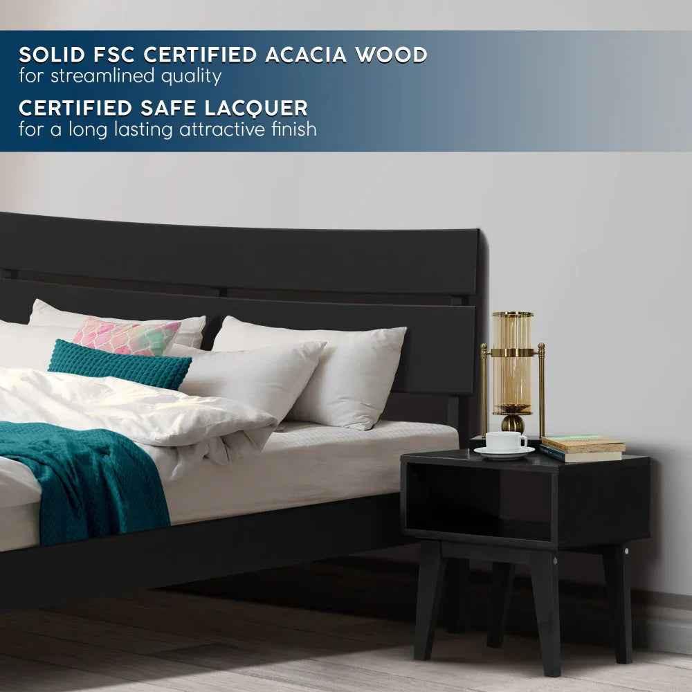[Buy 1 Get 1] Aurora Solid Wood Bed Frame & Nightstand