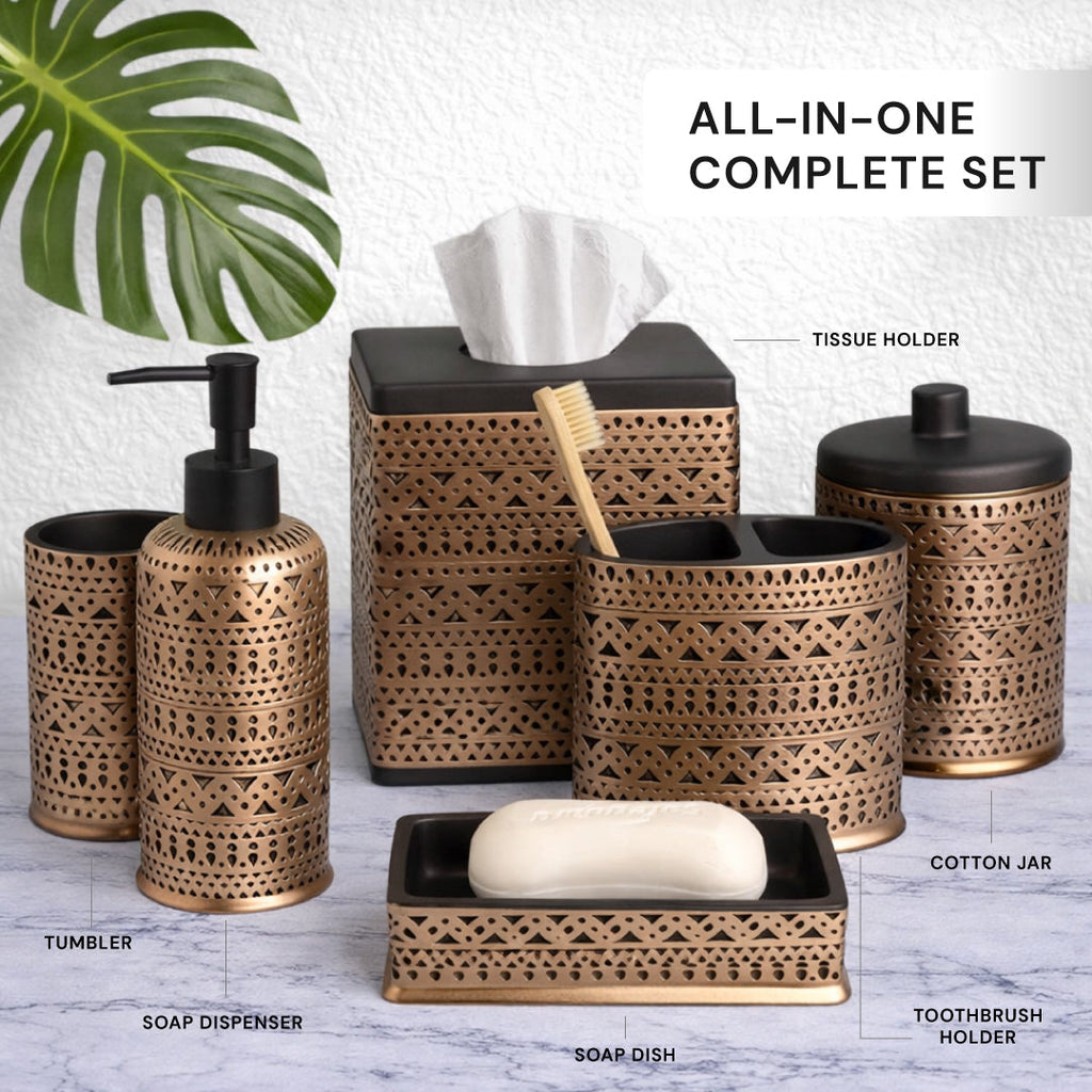 The Cappello Collection - Elegant Modern Bathroom Décor Accessories Set of 6