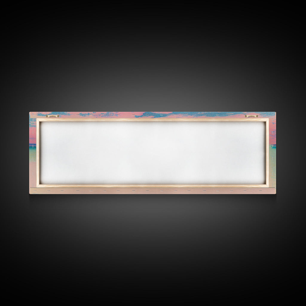 Neon Pink Beach, Cool Abstract Art, Extra Large Wall Art, Framed Panoramic Canvas Print, Framed Wall Art