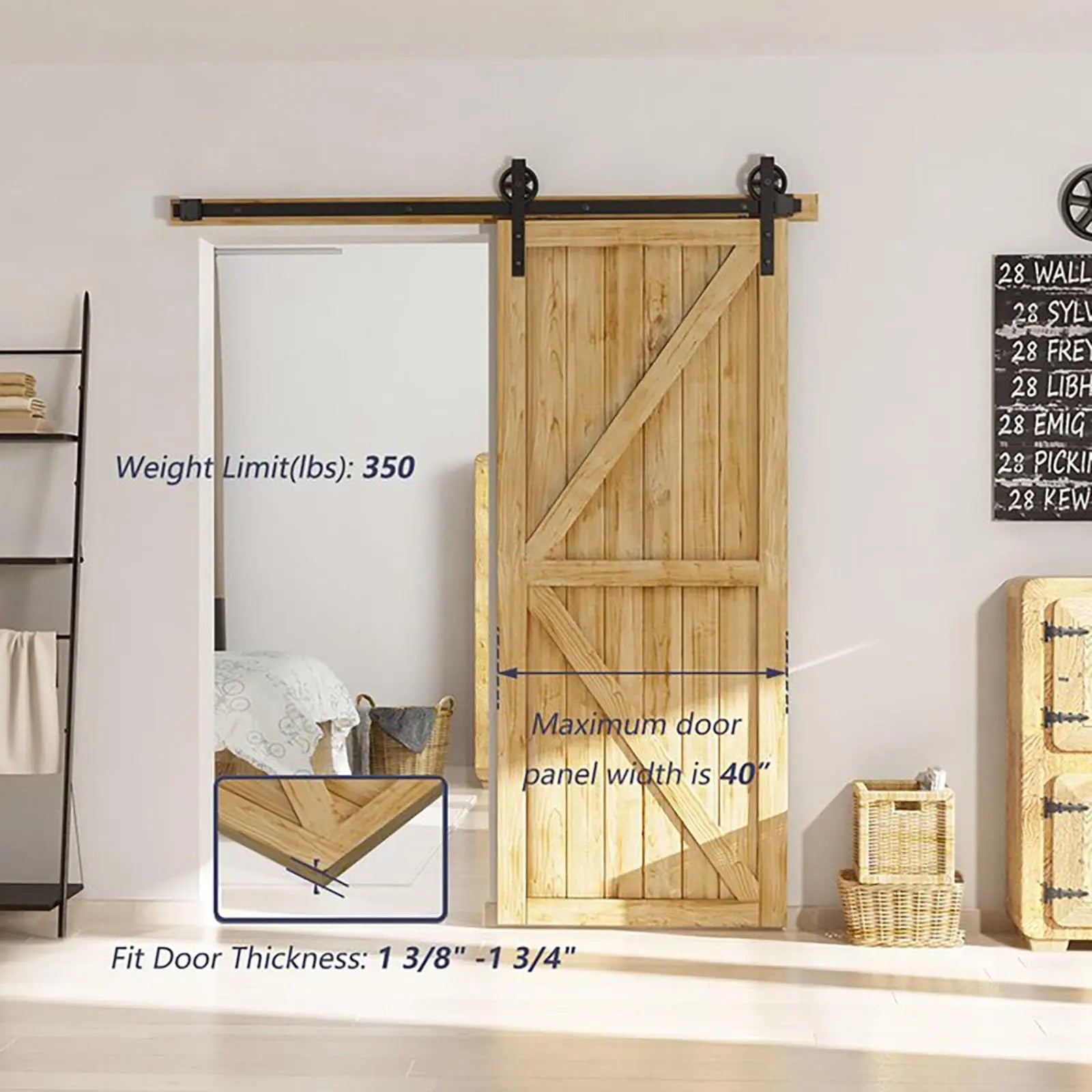 Big Spoke Wheel Roller Sliding Barn Door Hardware Kit (No Door)