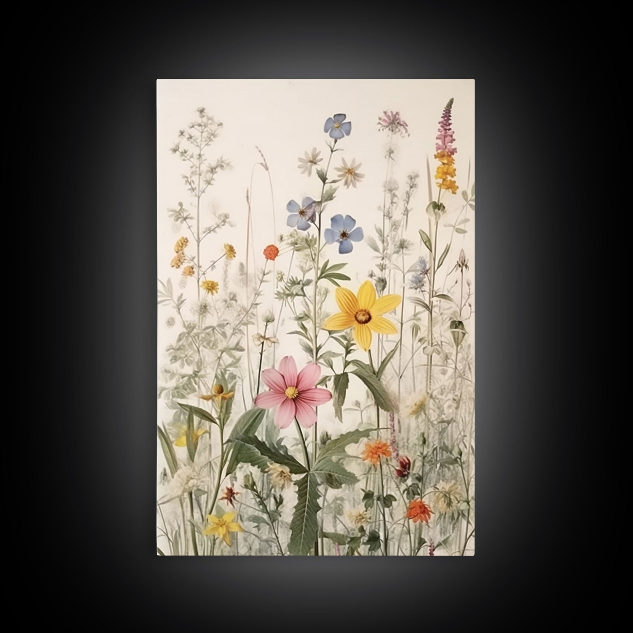 Watercolor Wild Flowers 3 Piece Framed Canvas Wall Art Set Floral Botanical Prints Minimalist Modern Art Boho Wall Decor Nursery Art