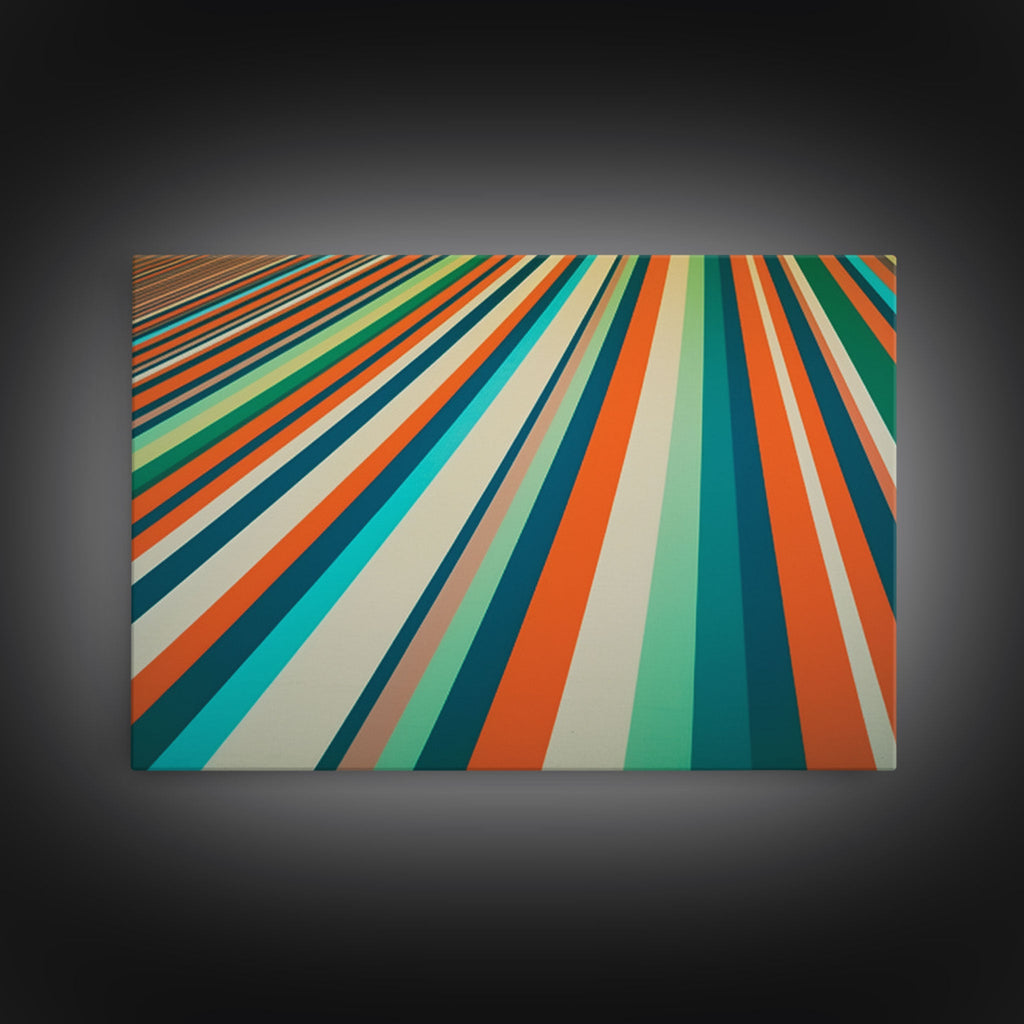 Mid Century Wall Art Canvas Print Teal Orange Olive Green and Brown Decor Large Wall Art for Home Retro Modern Design Light Highway