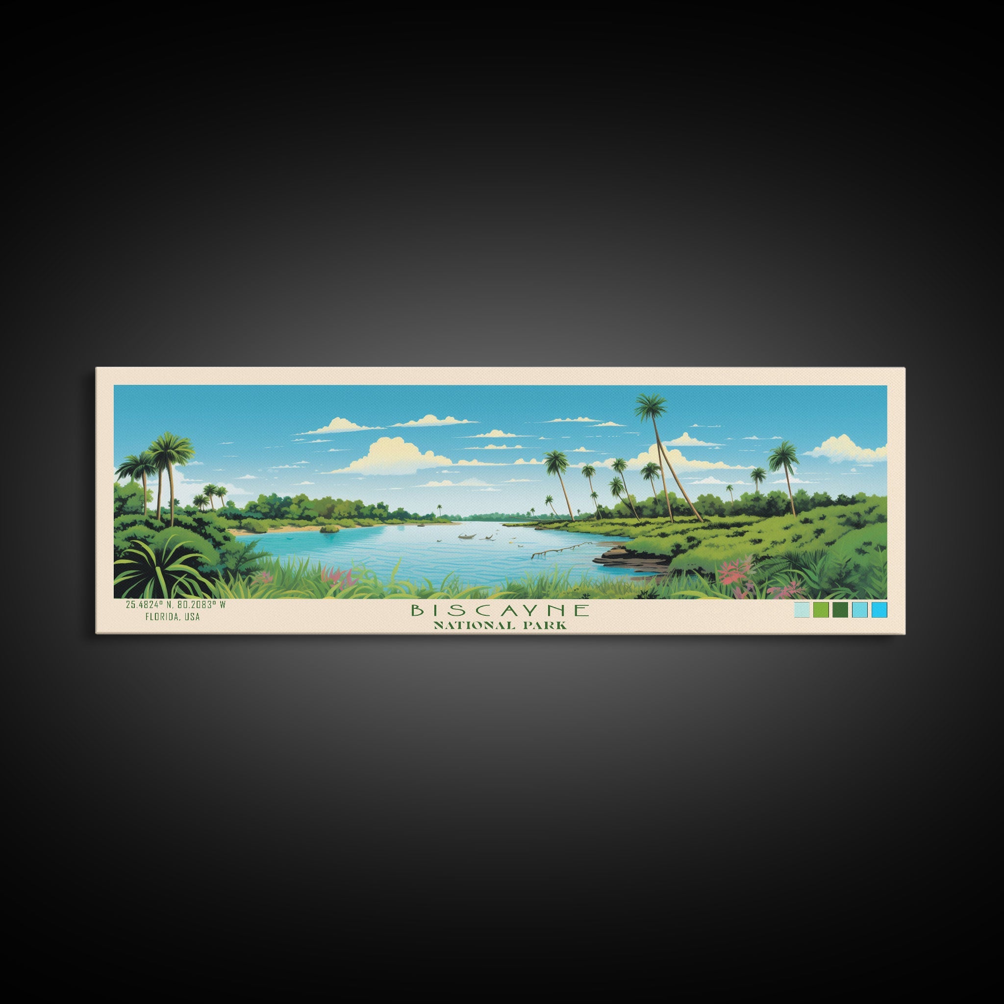 Biscayne National Park, Panoramic Florida Travel Art, National Park Print, Minimalist Travel Art, Midcentury Modern Style Landscape