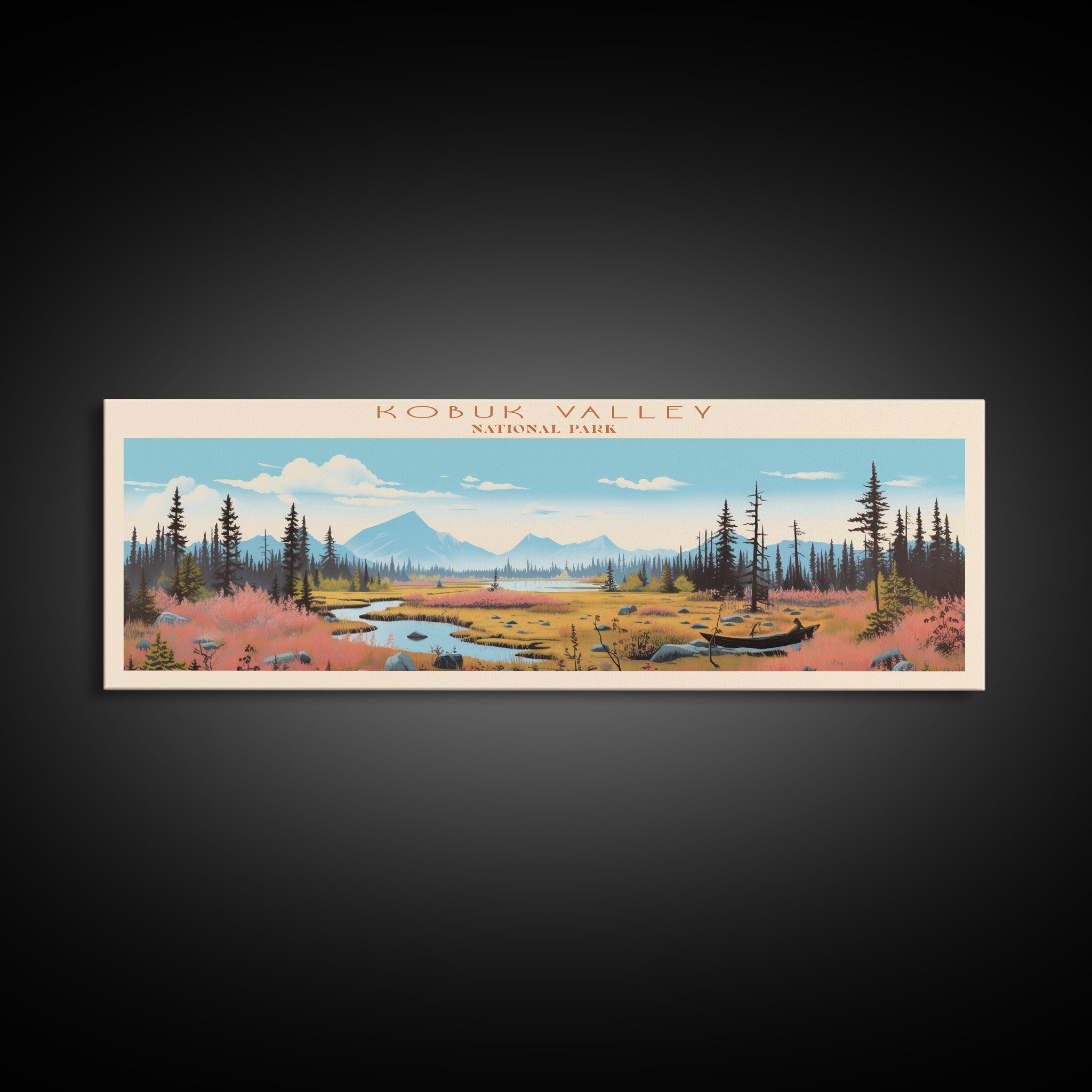 Kobuk Valley National Park, Panoramic Alaska Travel Art, National Park Print, Minimalist Travel Art, Midcentury Modern Style Landscape