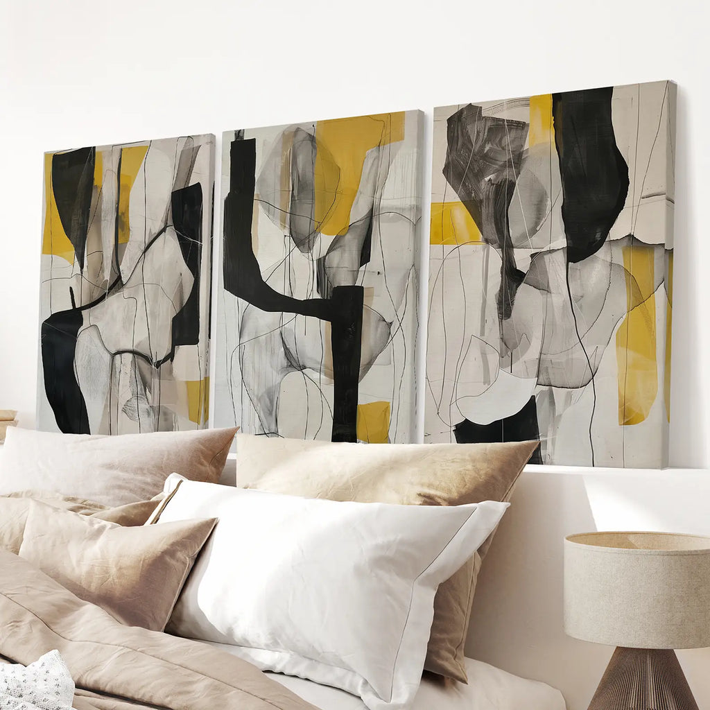 Golden Abstract Shapes Modern Wall Decor Poster