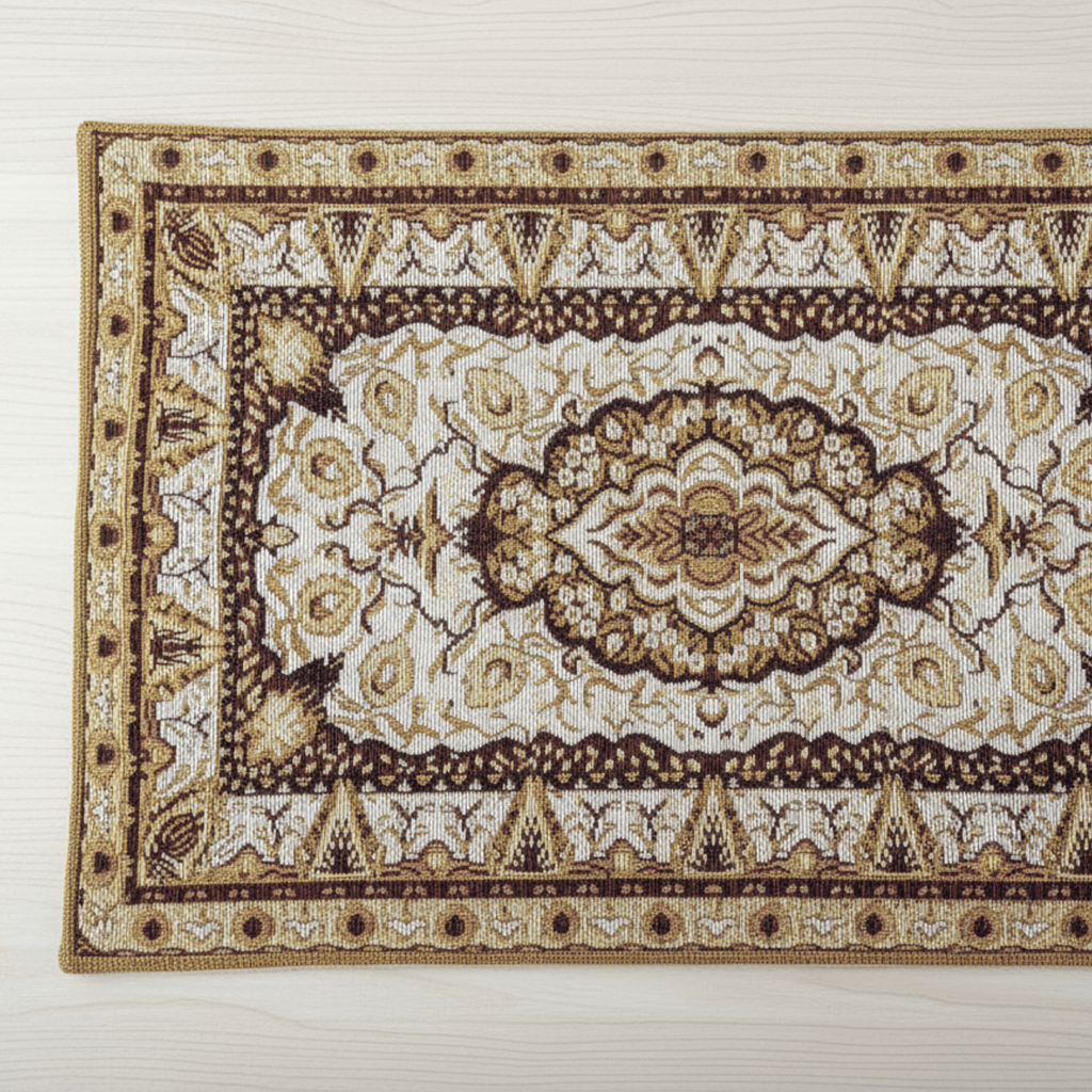 DaDa Bedding Set of 4-6 Pieces Royal Persian Style Rug Golden Brown Floral Tapestry Placemats 13” x 19” (18119)