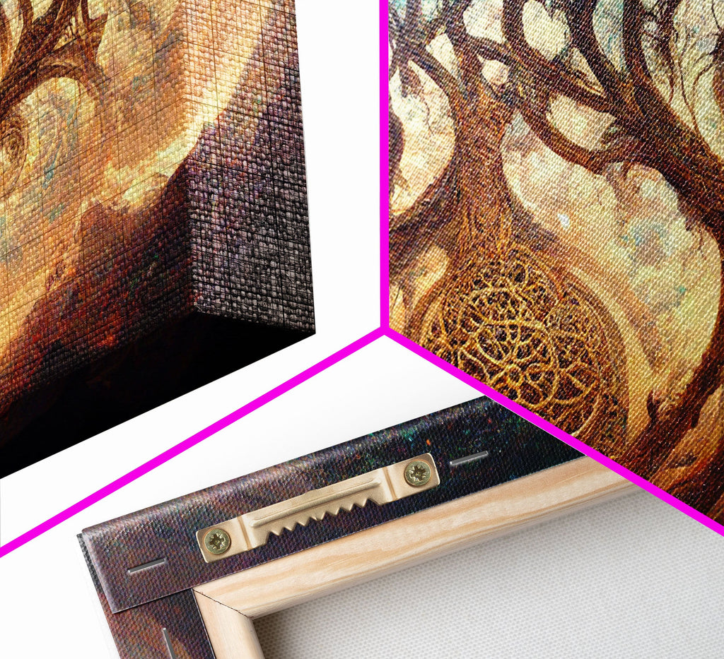 Yggdrasil Tree of Life, Nordic Viking Fantasy Art, Ready To Hang Canvas Print, Cool Living Room Wall Art Decor