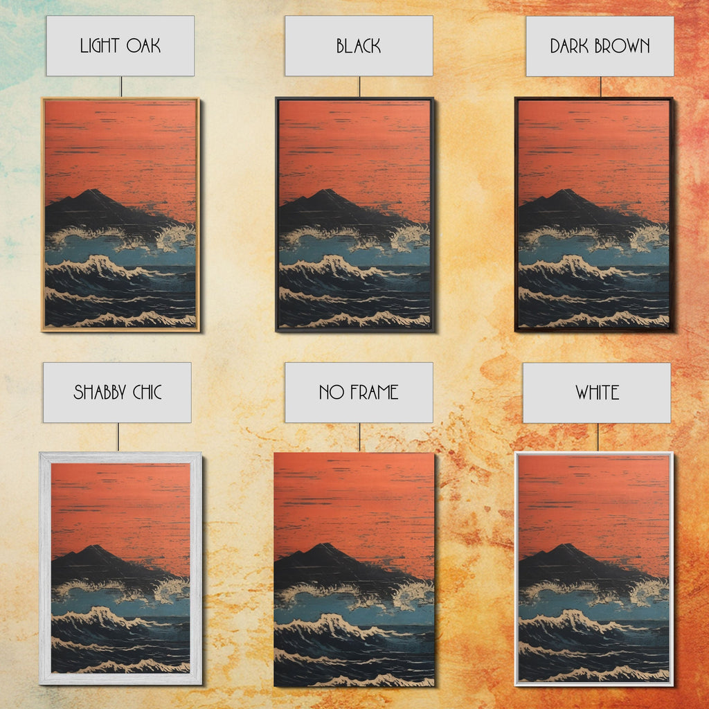 Ocean Waves, Grunge Wall Art, Asian Art, Japanese Wall Art, Canvas Print, Wall Art, 3 Piece Wall Art, Gaming Wall Decor, Farmhouse Art