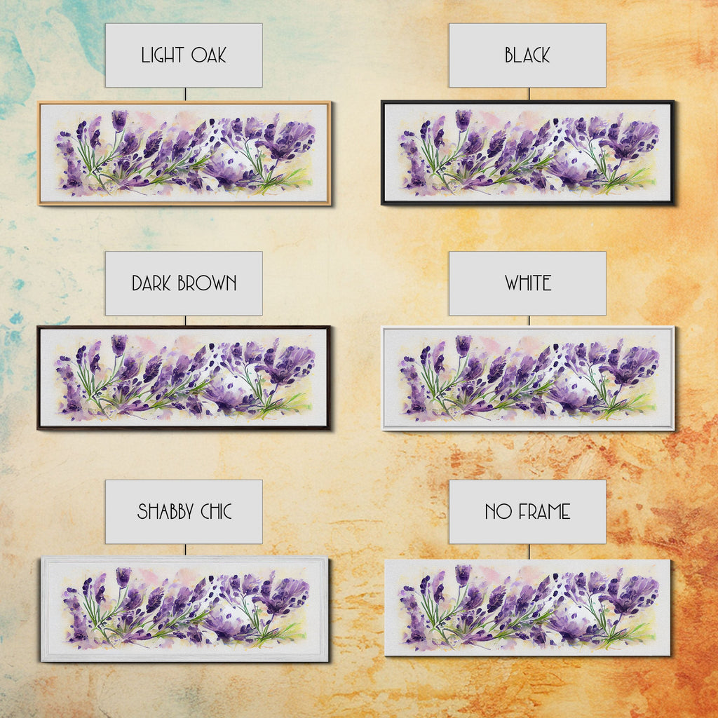 Lavender Wall Art, Ready To Hang Canvas Print, Panoramic Art, Floral Arrangement Wall Decor