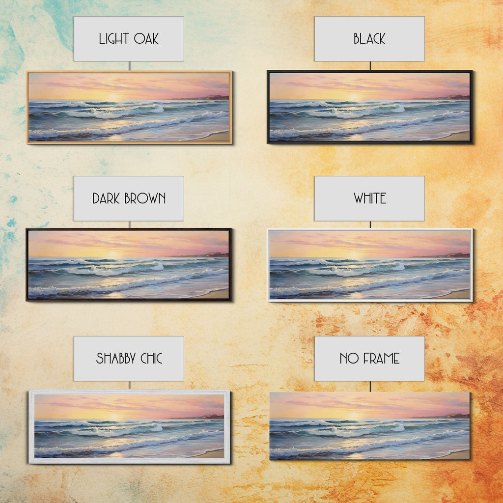 The Joy Of The Beach, Framed Canvas Print, Handmade Wall Art, Extra Large Minimalist Swimming Decor, Abstract Oil Painting, Panoramic Art
