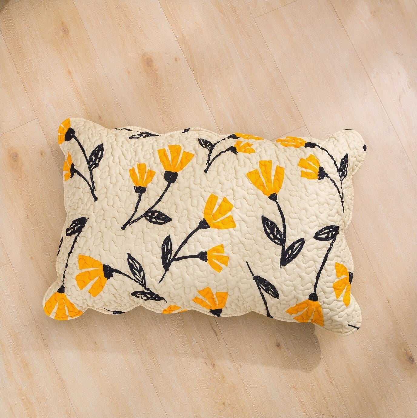 DaDa Bed in a Bag Bundle Set - Yellow Fleur Botanical Ivory Tan Floral Bedding Set (18112)