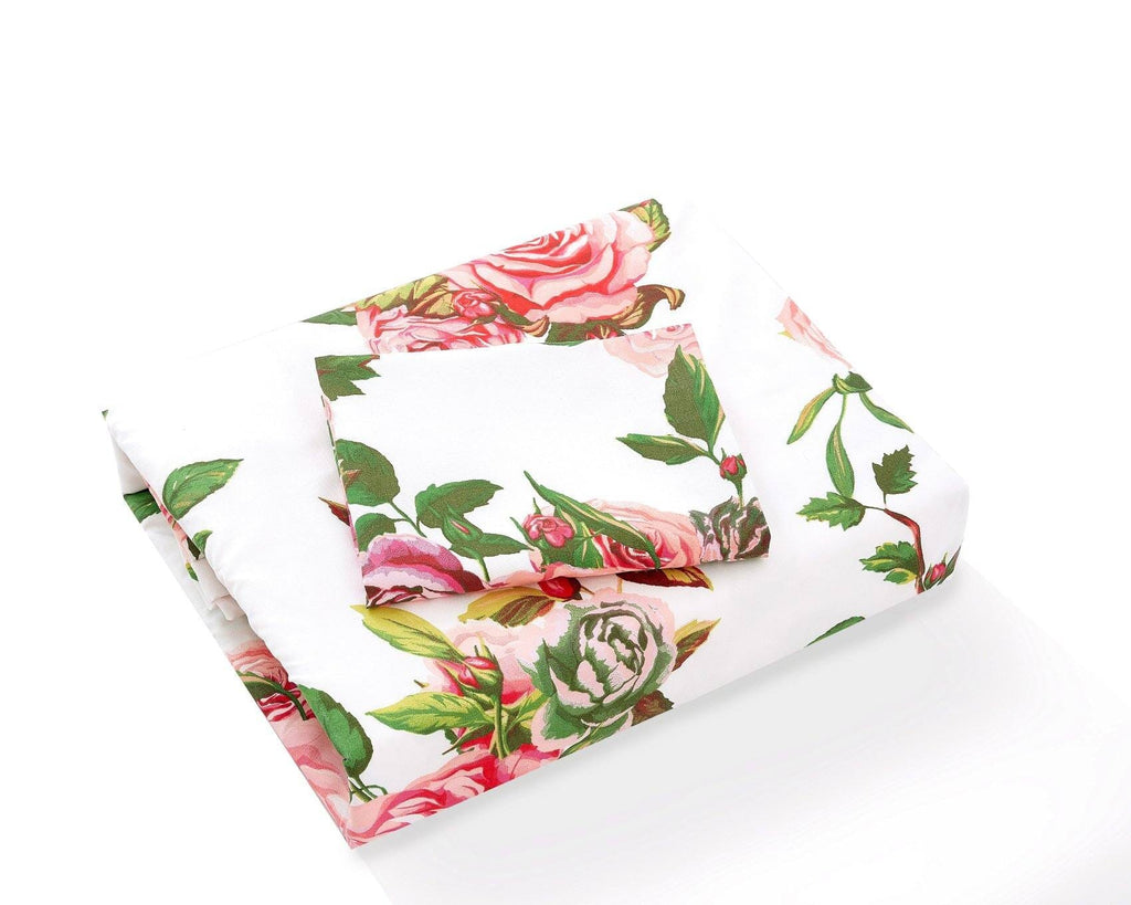 DaDa Bedding Romantic Roses Lovely Spring Pink Floral Duvet Cover Set w/ Pillow Cases (JHW-879)