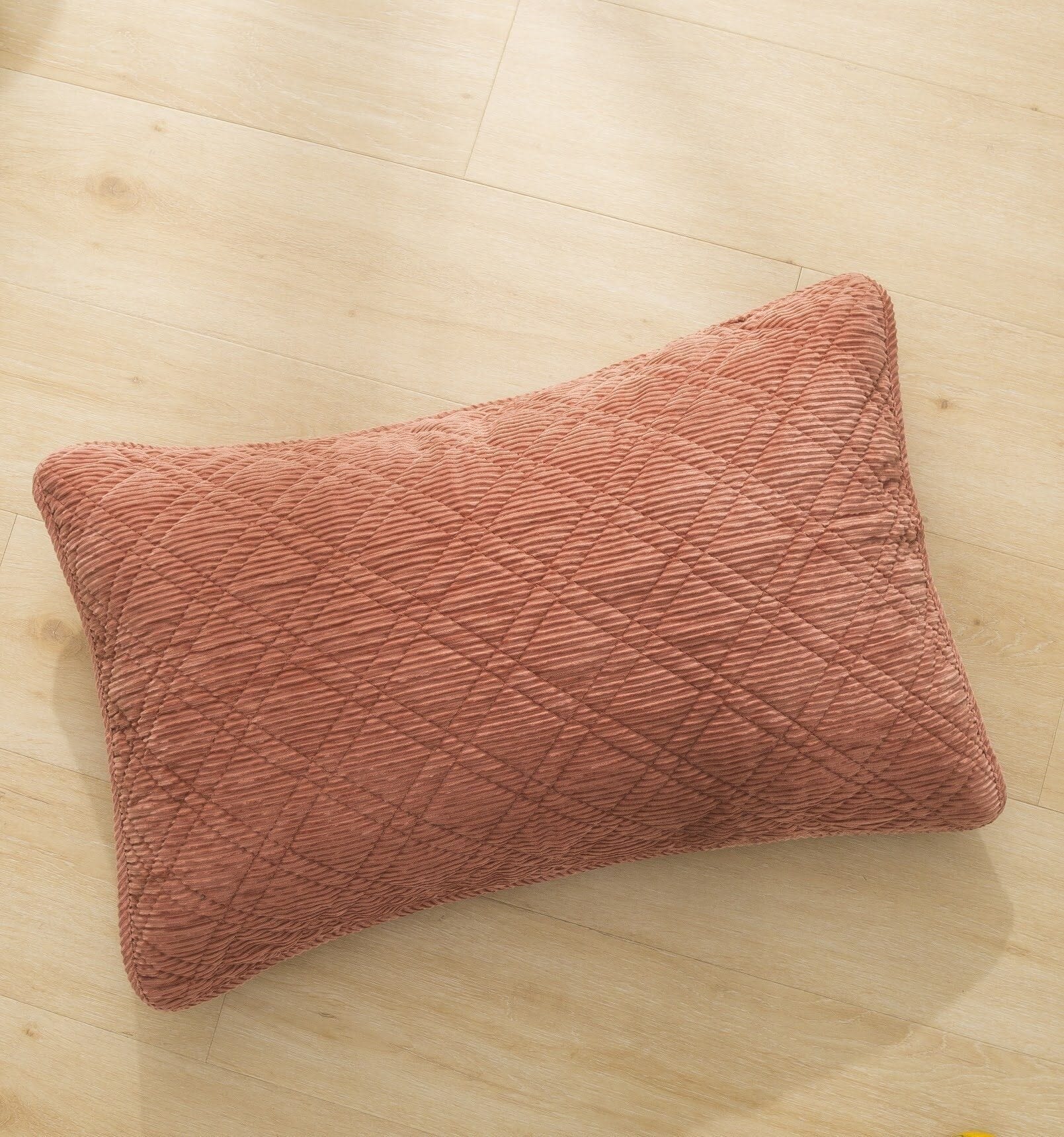 DaDalogy Bedding Terracotta Coral Brick Orange Soft Velour Corduroy Bedspread Set (JHW952)